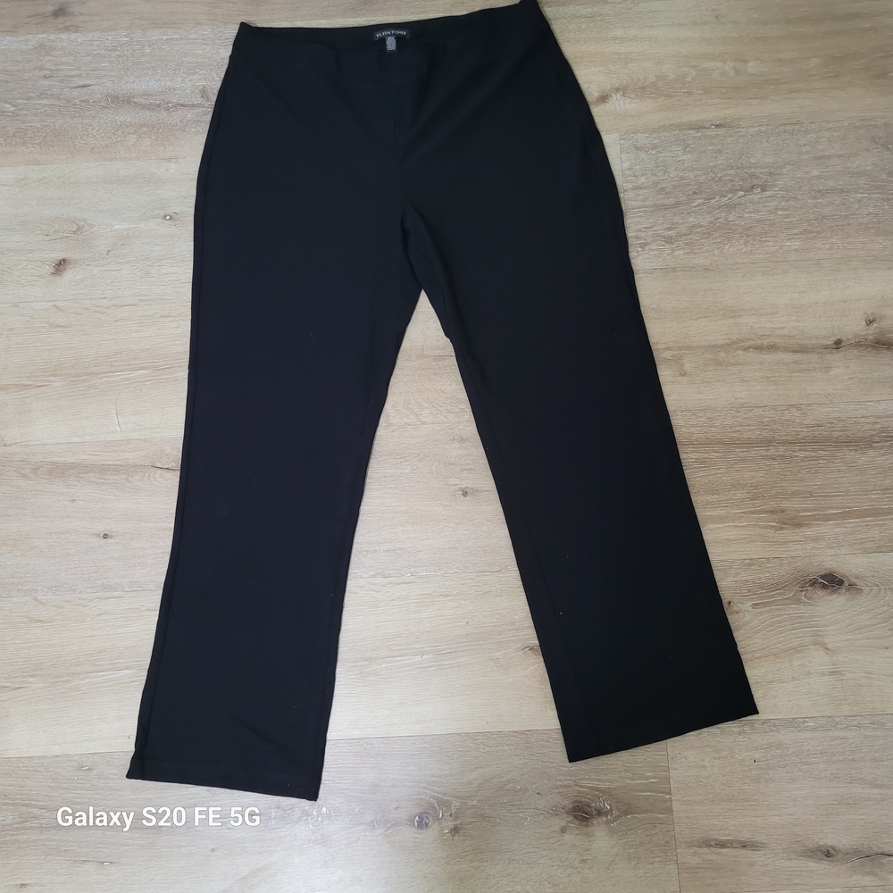 Eileen Fisher Black Viscose Pants Women’s Size M Pull-On Stretch Comfort